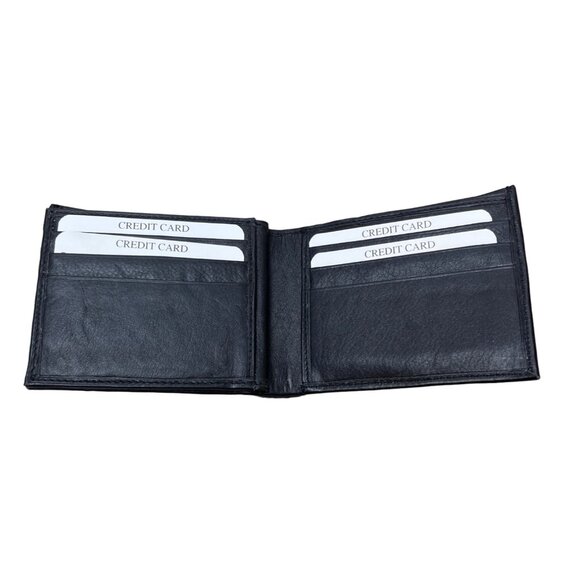 Identity Men's Black Leather Stronghold RFID Blocking Secure Wallet Sz S -NWT - Picture 6 of 10
